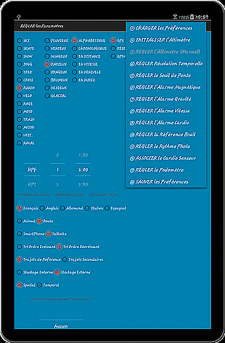 TraJecSan : Commandes Régler Paramètres