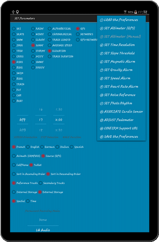 TraJecSan : Setting Parameters Menu